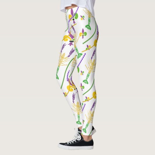 Mardi Gras Beads Fleur De Lis en Crawfish Leggings (Links)