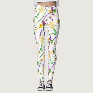 Mardi Gras Beads Fleur De Lis en Crawfish Leggings