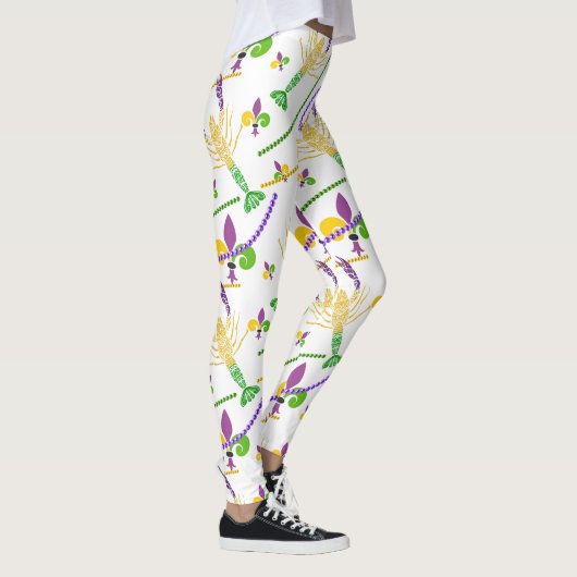 Mardi Gras Beads Fleur De Lis en Crawfish Leggings (Rechts)