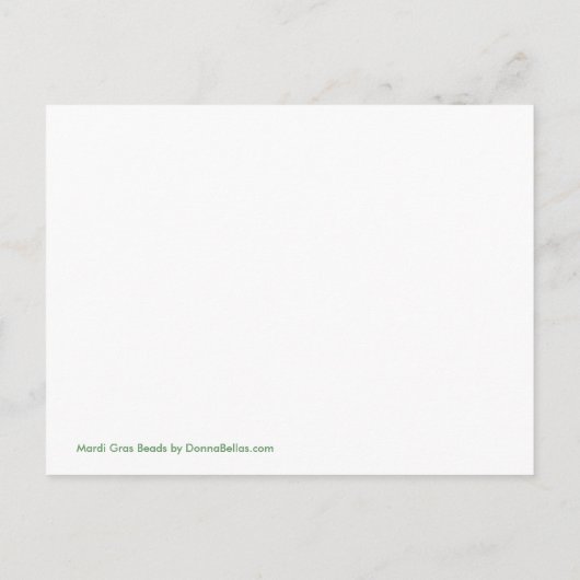 Mardi Gras Beads Gold Briefkaart Uitnodiging Sjabl (Achterkant)