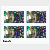 Mardi Gras Beads Gold Custom Retangle Stickers (Vel)