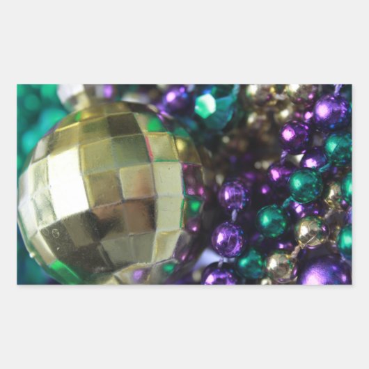 Mardi Gras Beads Gold Custom Retangle Stickers (Voorkant)