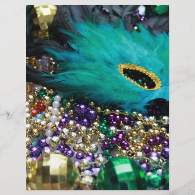Mardi Gras Beads & Green Feather Mask (Voorkant)