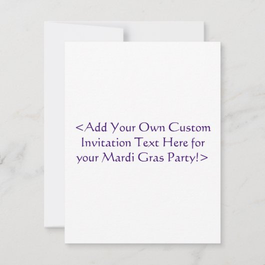 Mardi Gras Beads & Green Feather Mask Invitation Kaart (Achterkant)