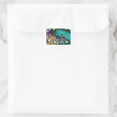 Mardi Gras Beads & Green Feather Mask Ronde Sticker (Tas)