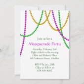 Mardi Gras Beads Invitation (wit) Kaart (Voorkant)