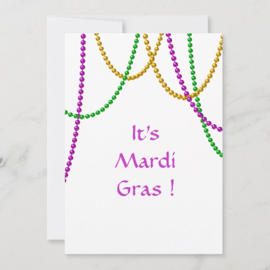 Mardi Gras Beads Invitation (wit) Kaart (Achterkant)