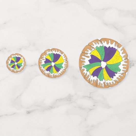 Mardi Gras Beads King Cake New Orleans Carnaval Confetti (Voorkanten)