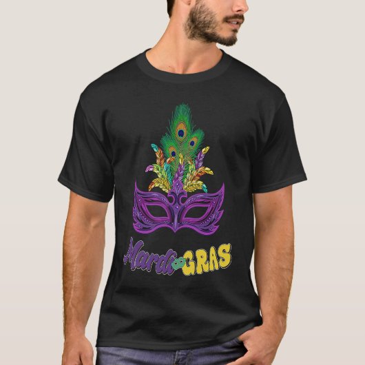Mardi Gras Beads Mask Feathers Fat Tuesday Mardi G T-shirt (Voorkant)