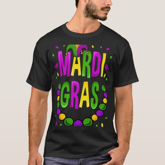 Mardi Gras Beads  Men Women Fat Tuesday New Orlean T-shirt (Voorkant)