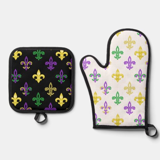 Mardi Gras Beads Ovenwant & Pannenlap Set (Voorkant)
