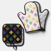 Mardi Gras Beads Ovenwant & Pannenlap Set (Voorkant / Achterkant)