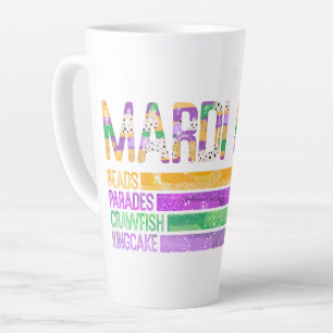 Mardi Gras Beads Parades Crawfish King Cake Latte Mok