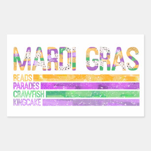 Mardi Gras Beads Parades Crawfish King Cake Rechthoekige Sticker