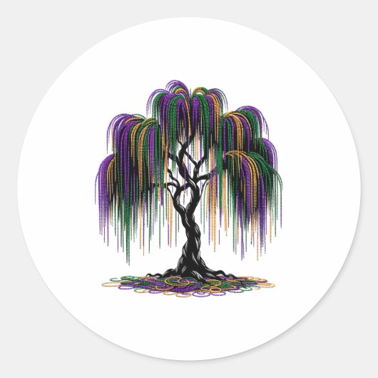 Mardi Gras Beads Tree Fun Festive Nola New Orleans Ronde Sticker (Voorkant)