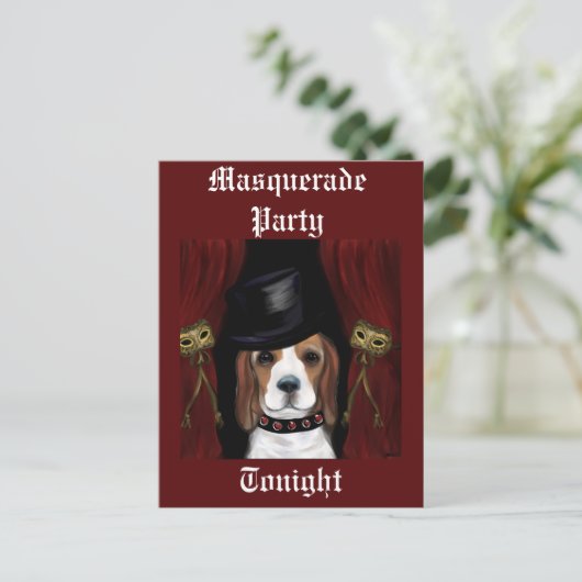 MARDI GRAS BEAGLE BRIEFKAART (Staand voorkant)