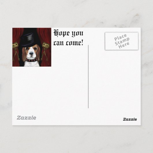 MARDI GRAS BEAGLE BRIEFKAART (Achterkant)