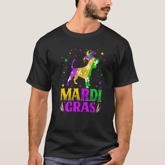 Mardi Gras Beagle Dog Lover Carnival Jester Premiu T-shirt (Voorkant)