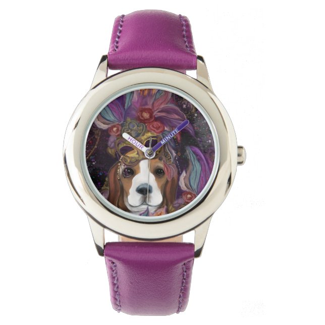 MARDI GRAS BEAGLE HORLOGE (Voorkant)