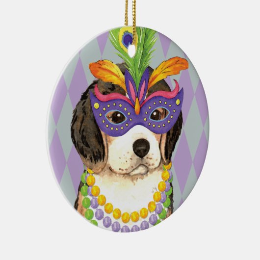 Mardi Gras Beagle Keramisch Ornament (Rechts)