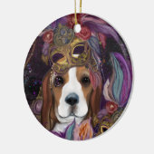 MARDI GRAS BEAGLE KERAMISCH ORNAMENT (Links)