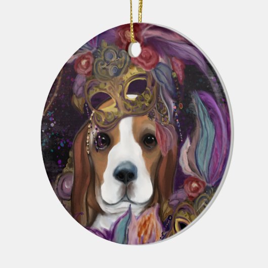 MARDI GRAS BEAGLE KERAMISCH ORNAMENT (Links)