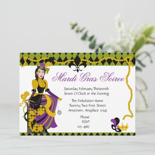 Mardi Gras Beauty Kaart (Staand voorkant)