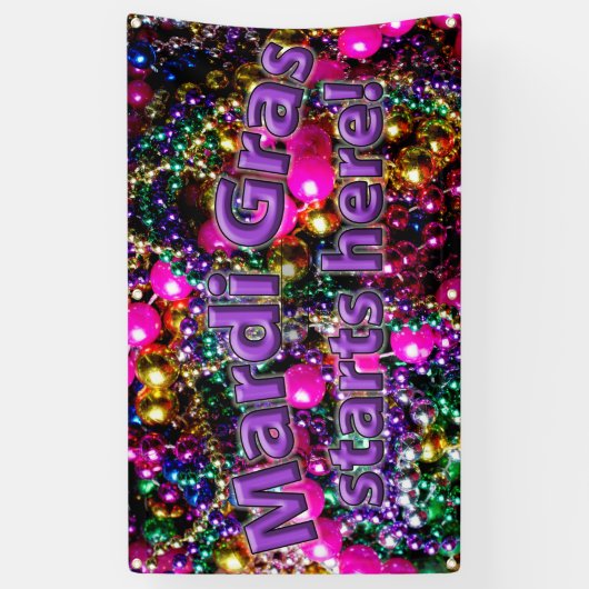 Mardi Gras begint HIER! SPANDOEK (Verticaal)