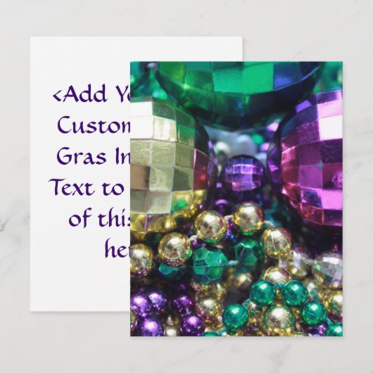 Mardi Gras beheert grote kralen of nodigt uit Kaart (Voorkant / Achterkant)