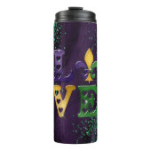 Mardi Gras-beker, marmer, glitters en liefde Thermosbeker (Voorkant)