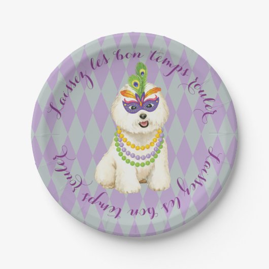 Mardi Gras Bichon Frise Papieren Bordje (Voorkant)