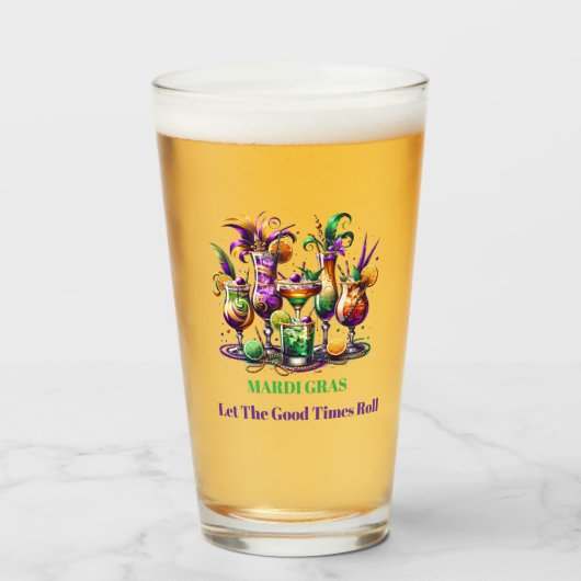 Mardi Gras Bier Glas (Voorkant gevuld)