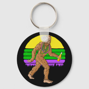Mardi Gras Bigfoot kralen en bier Sasquatch Fat Tu Sleutelhanger