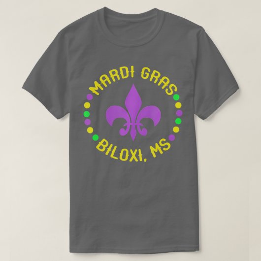 Mardi Gras Biloxi Mississippi Fleur de Lis Beads M T-shirt (Design voorkant)