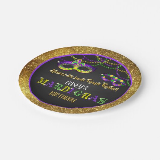 Mardi Gras Birthday (goud) Papieren Bordje (Gekanteld)