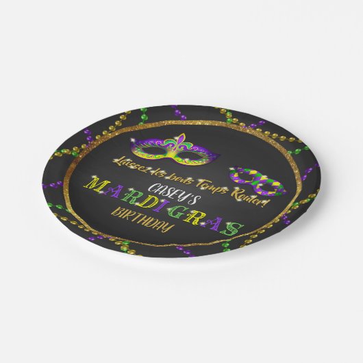 Mardi Gras Birthday Papieren Bordje (Gekanteld)