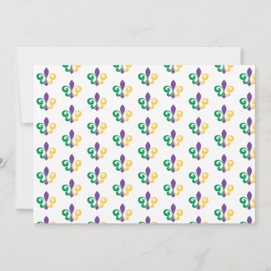 Mardi Gras Birthday Party Invision for Boy Kaart (Achterkant)