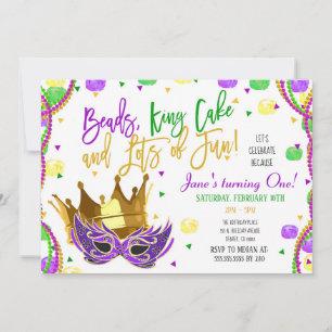 Mardi Gras Birthday Party Invitation Kaart