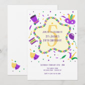 Mardi Gras Birthday Party Invitation Kaart (Voorkant / Achterkant)