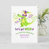 Mardi Gras Birthday Party Invitation Kaart (Staand voorkant)