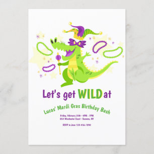 Mardi Gras Birthday Party Invitation Kaart