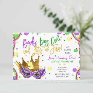 Mardi Gras Birthday Party Invitation Kaart