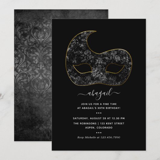 Mardi Gras Birthday Party Invitation Kaart (Voorkant / Achterkant)