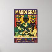 Mardi Gras Black Cat Martini Club Trio Canvas Afdruk (Voorkant)