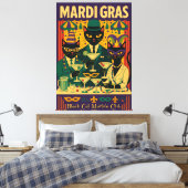 Mardi Gras Black Cat Martini Club Trio Canvas Afdruk (Insitu (Slaapkamer))