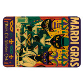 Mardi Gras Black Cat Martini Club Trio Magneet (Horizontaal)