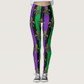 Mardi Gras Black Paars Green Fleur de lis Leggings (Voorkant)