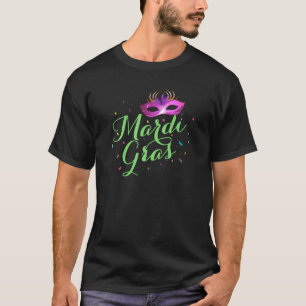 Mardi Gras Black T met Paars masker T-shirt