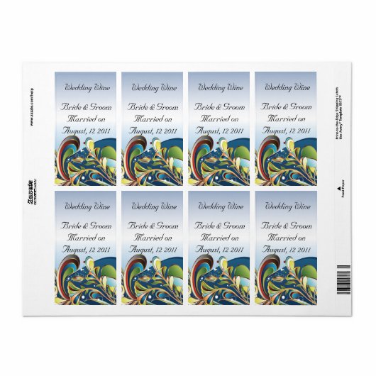 Mardi Gras Blauw Wijnlabel voor bruiloften Etiket (Full Sheet)