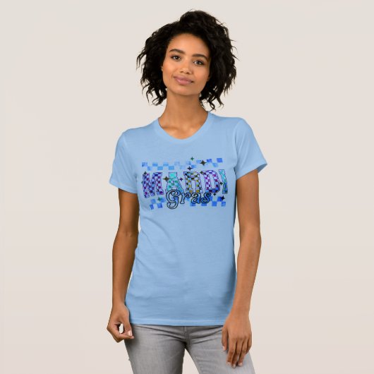 Mardi Gras Blauw Zwart T-shirt (Voorkant volledig)